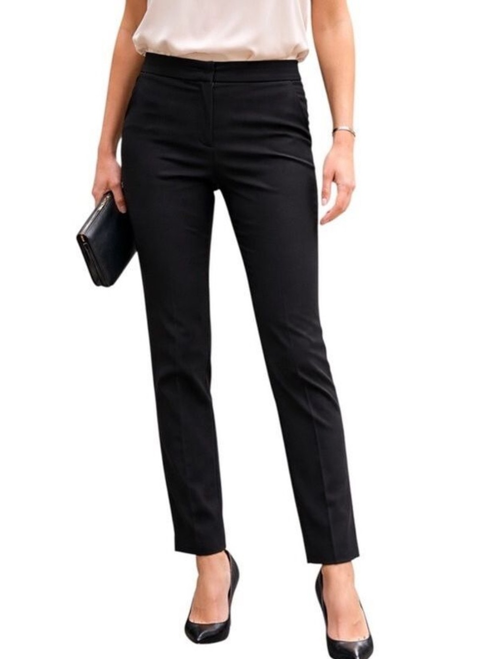 Vince Black Italian Stretch Slim Ankle Trousers Size 6 Tailored Pants